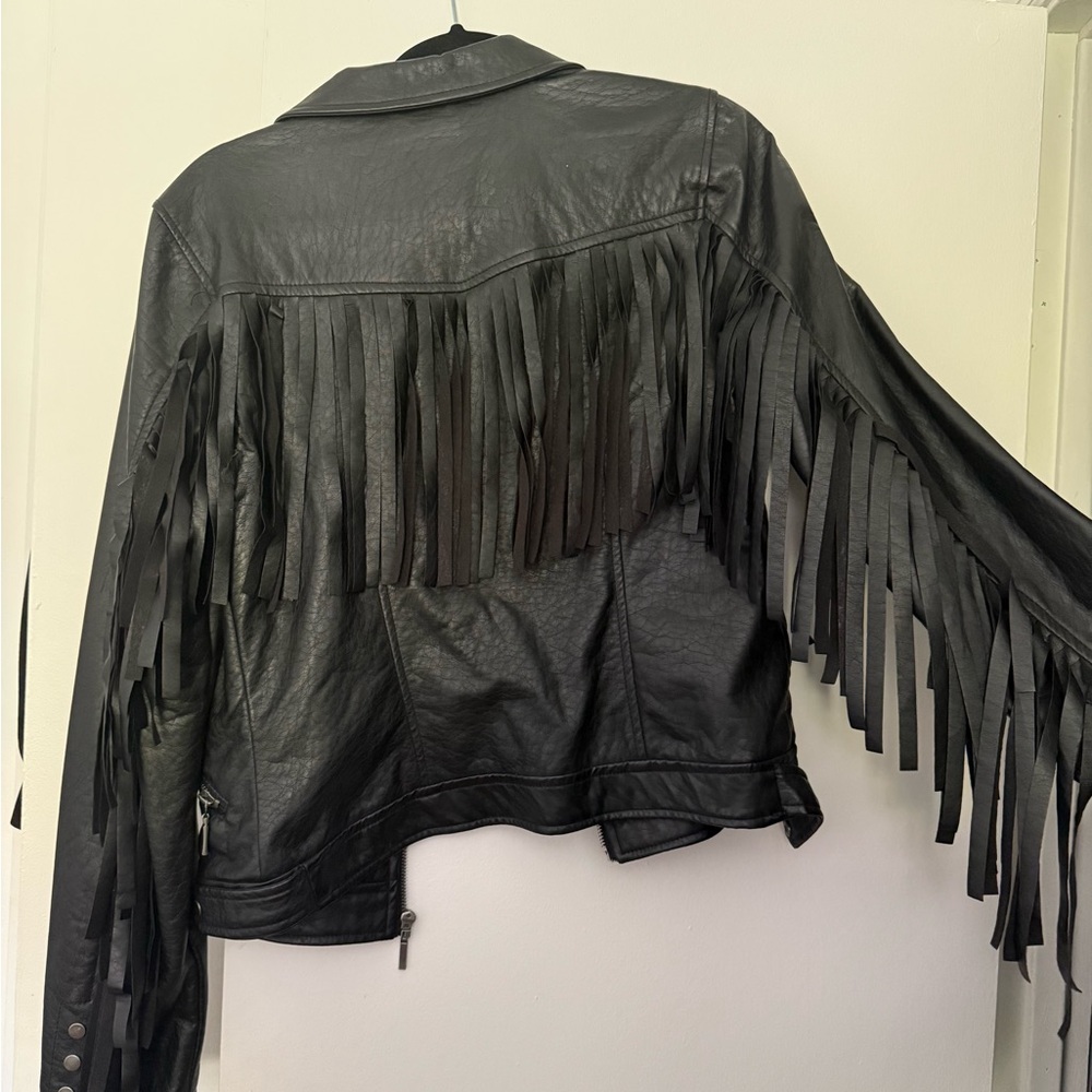 Black Fringe Leather Jacket